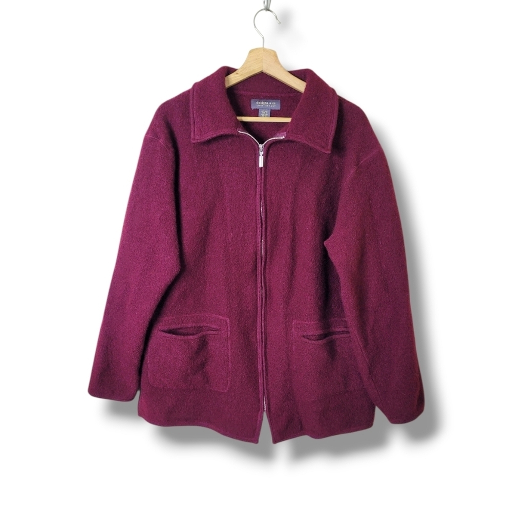 Designs & Co Lane Bryant Vintage 100% Wool Jacket Pockets Size 16